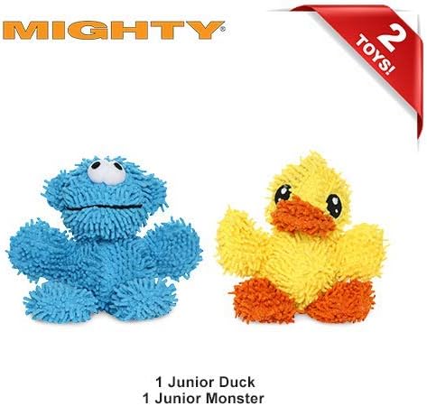 MIGHTY- Microfiber Ball Monster - Made with Squeaker Balls and Minimal Stuffing. Strong & Tough. Interactive Play Dog Toy. Machine Washable & Floats (2 Combo Pack)