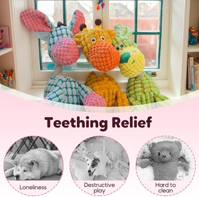 2026 New Indestructible Dog Toy, Durable Dog Stuffed Toys for Aggressive Chewers, Interactive Squeaky Chew Teething Toys for Small Medium Large Dogs Puppy (Blue+Orange)