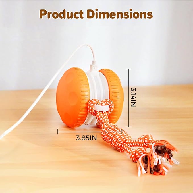 Interactive Dog Toys, 2026 Upgrade Self Moving Ball with Smart 360° Random Rotation, Chew Resistant Automatic Toy for Boredom, for Indoor Play on Tile Wood Floor Carpet (Orange 2PCS)