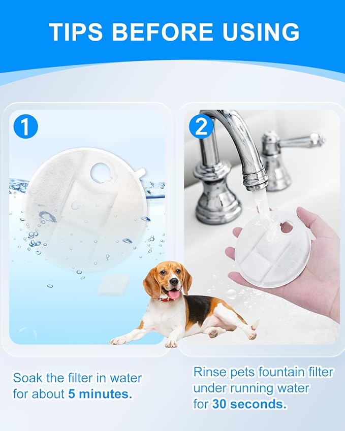 12 Pack Dog Water Fountain Filter Compatible with Petlibro Filtered Water Bowl for Dogs, Pet Fountain Filters for Cat Water Fountain 2.1Gal/8L Capsule Dog Fountain PLWF008