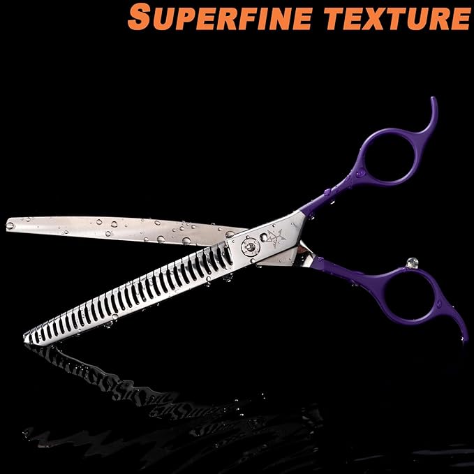 High-end Professional Dog Grooming Curved Thinning Scissors Teeth Blending Shears Pet Texturizing Thinner Blender Shears 7.5 Inch Extremely Very Sharp Made Of Stainless Steel Alloy For Dog Cat Groomer