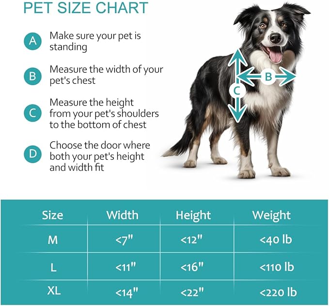 Large Dog Door, Energy Efficient French Doggy Door with Aluminum Frame, Telescoping Tunnel, Magnetic Flaps and Sliding Lock Panel - Large