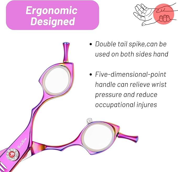 7.5in 25 Degree Curved Scissors for Dog Grooming Chunkers, Professional Dog Grooming Scissors Blender, VG10 Steel Sharp Blades, 56 Teeth High-end Pet Thinning Shears for Dogs Cats, 25% Thinning Rate