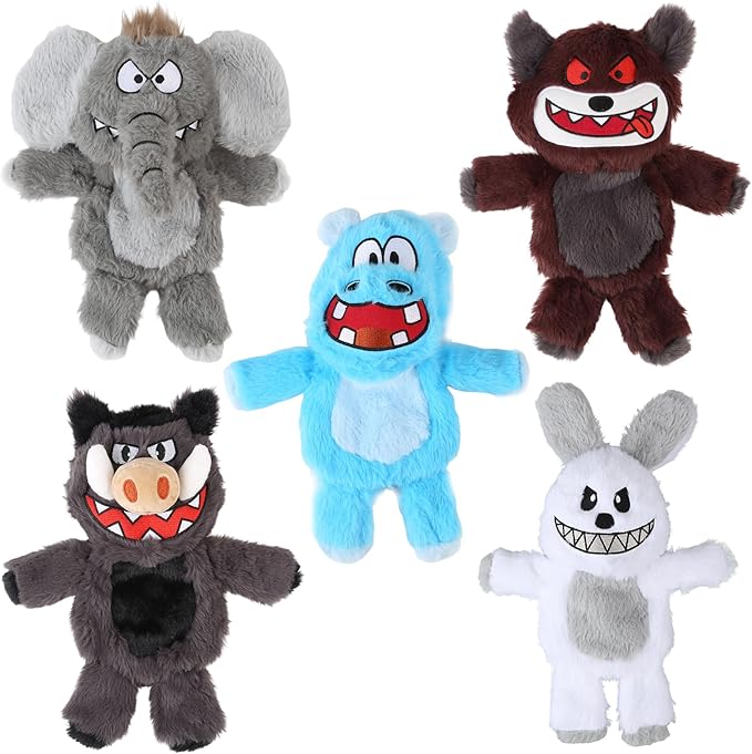 Bzonsmart 5 Pack Squeaky Dog Toys.Tough Plush Chew Toys for Dogs.Interactive Dog Toys to Keep Puppies Medium Large Breed Dogs Busy .Durable Anti-Boredom Dog Toys for Teething & Playtime.