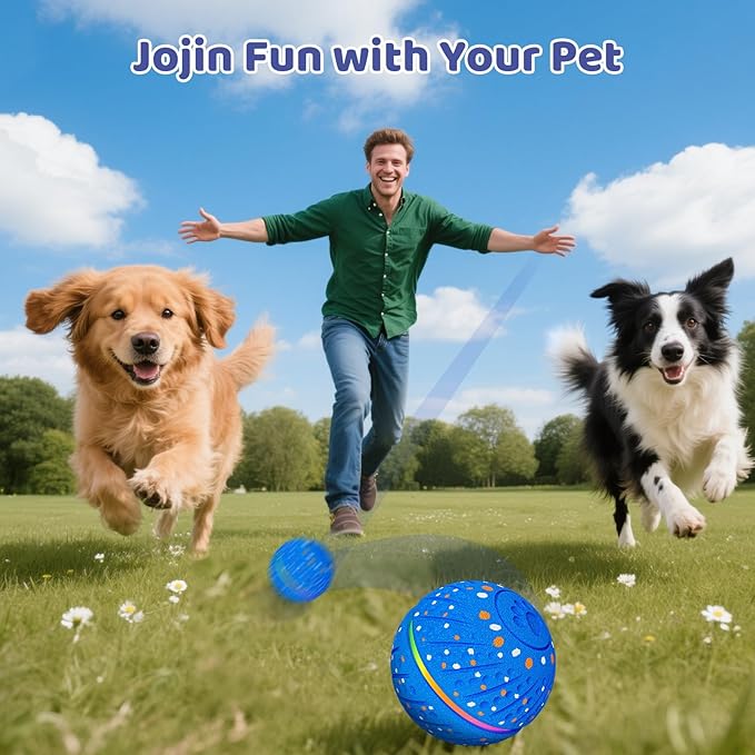 Interactive Dog Toys Ball - Smart Moving Bouncing Dog Ball with RGB Lights, E-TPU Material, 3 Play Modes Automatic Rolling Dogs Toy for Small Medium Dogs Keep Them Busy(Blue)