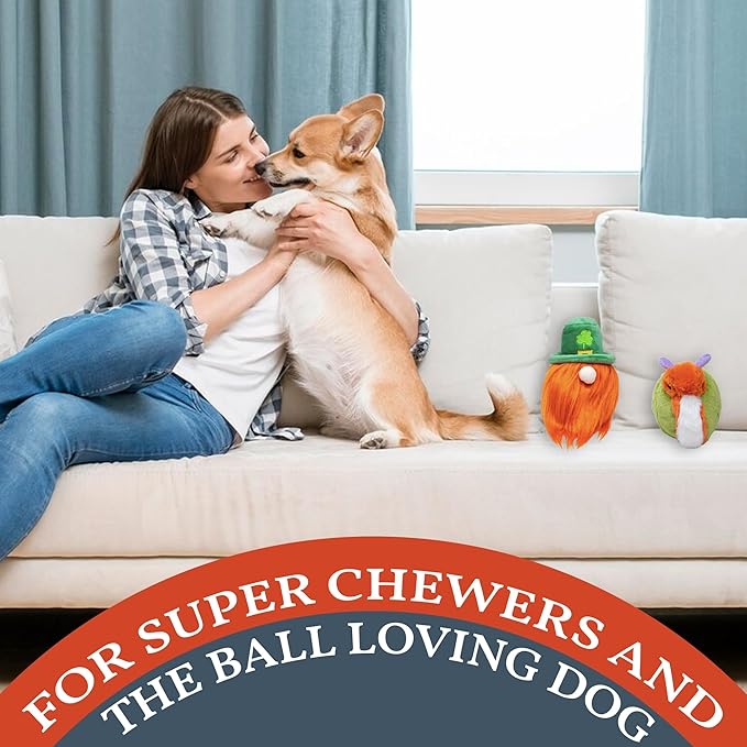 Flourish Pets 2 in 1 Multi-Layer Chew Toy for Active Dogs | Non-Toxic BPA Free Double Stitched Soft Fabric Exterior Dog Toys | Long-Lasting Dog Plush Toys ā Leprechaun Snail 3.5" (2 Pack)