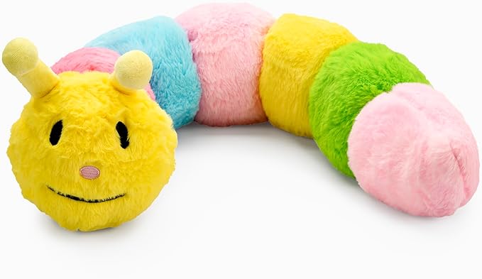 Flourish Pets 2 in 1 Multi-Layer Chew Toy for Active Dogs | Non-Toxic BPA Free Double Stitched Soft Fabric Dog Toys | Long-Lasting Dog Plush Toys - Small Caterpillar (20") and Puffer Prickles (5ā³)
