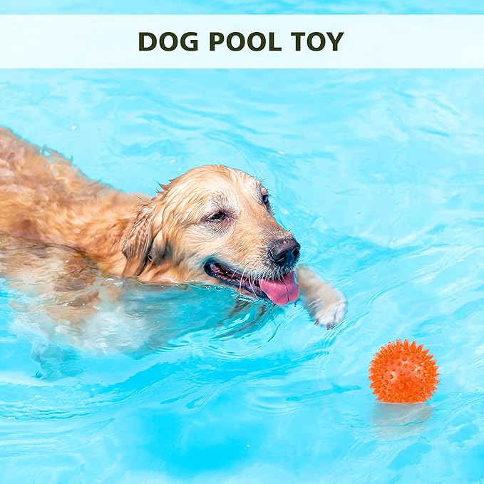 petizer 3-Pack 3.5” Squeaky Dog Toy Balls, Floating Dog Pool Balls, Spiky Dogs Balls Water Toys, Durable Interactive Fetch Toys for Puppy, Dog Chew Toys for Teething (3.5", Medium/Large Dog)
