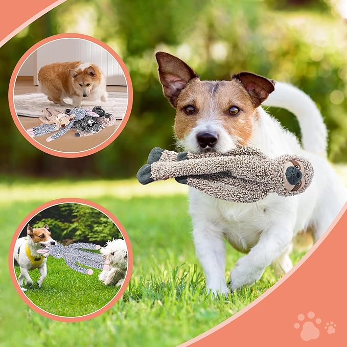 Cattle No Stuffing Dog Toys for Large Dogs, Squeaky Crinkle Interactive Dog Animals, Plush Teething Toys to Keep Them Busy, Cute Funny Dogs Gifts for Small Medium Large Breed