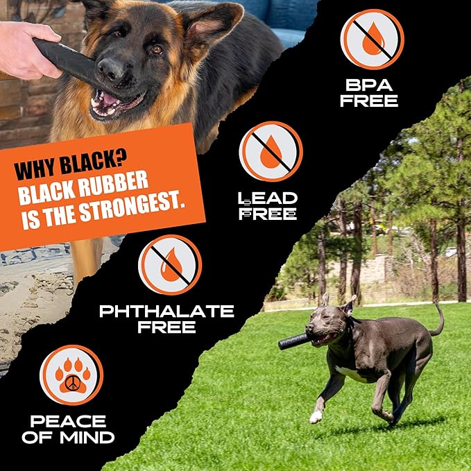 Monster K9 Indestructible Stick Dog Toy - Lifetime Replacement - Durable for Aggressive Chewers - Safe Non-Toxic Natural Rubber - Chew, Tug & Fetch - Tough, Heavy Duty - USA Made - Solid-Core, 9" x 2"