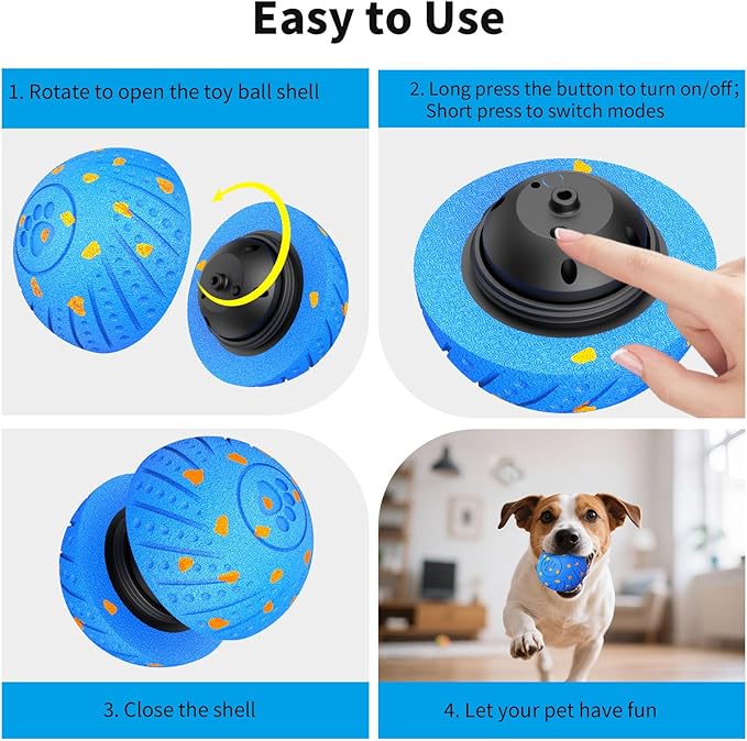 Smart Interactive Dog Toys, Activated Moving, Bouncing, Rotating Ball for Medium/Large Dogs, 2025 E-TPU Material, Motion-Activated Dog Gift to Keep Them Busy, IP54 Waterproof & USB Rechargeable