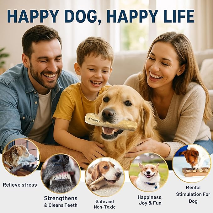 Set of 3 Coffee Wood Dog Chew Stick Toy, Natural and Real Wooden Bone Sticks for Pets, Safe Dental Cleaning Chews, Dog Health, Teeth Cleaning and Relieve Stress (Large Dogs)