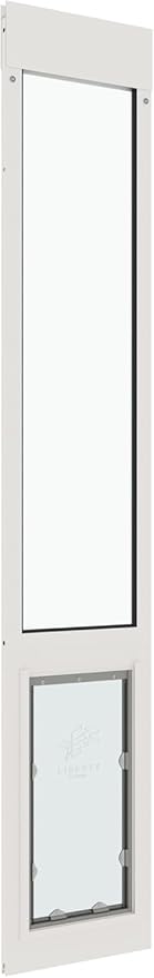 Liberty Pet Door for Sliding Glass Door | Vinyl Frame with Closing Cover | for Home & Rentals | Clear Glass | White, Large Flap, 80" - 81.5" Slider Height