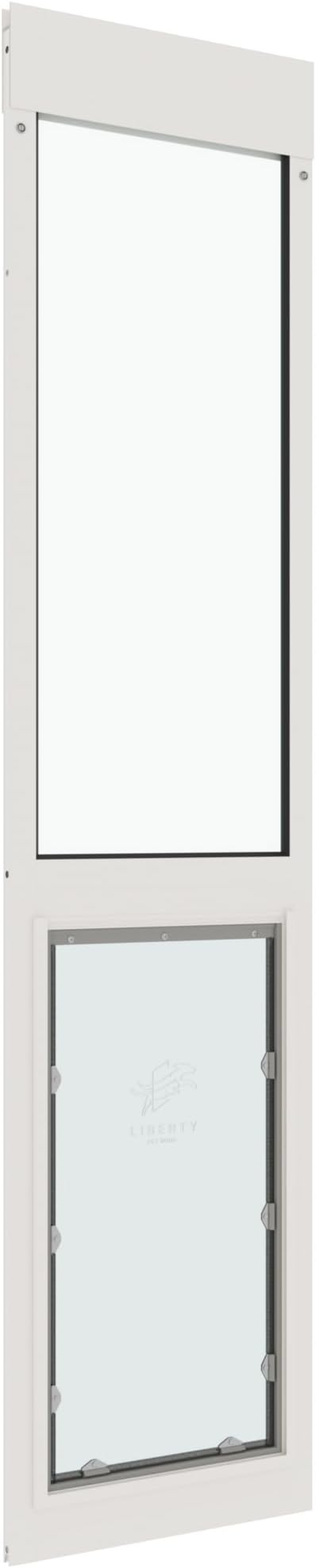 Liberty Pet Door for Sliding Glass Door | Vinyl Frame with Closing Cover | for Home & Rentals | Clear Glass | White, XXL Flap, 75.5" - 77" Slider Height