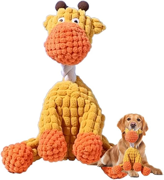 Indestructible Dog Toy, 2026 New Dog Plush Toys for Aggressive Chewers, Squeaky Chew Toy for Small, Medium and Large Dogs (Orange)