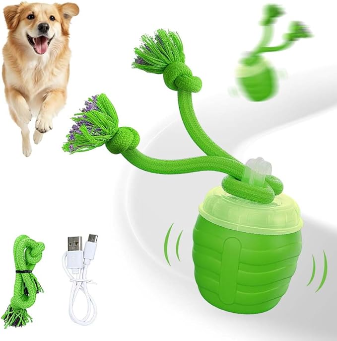 Interactive Dog Toys, 2026 Upgrade Interactive Rolling Cat Dog Ball Toy, Rechargeable Automatic Moving Dogs Toy Wicked Ball for Boredom Medium Small Puppy Dogs (Green)