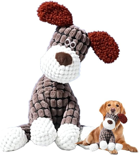 Indestructible Dog Toy, 2026 New Dog Plush Toys for Aggressive Chewers, Squeaky Chew Toy for Small, Medium and Large Dogs (Brown)