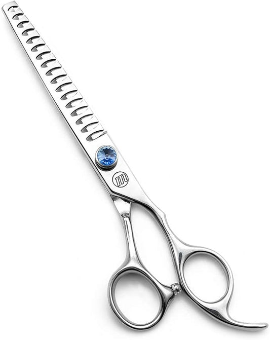 Moontay Professional Dog Grooming Straight, Curved, Thinning/Blending/Chunking Scissors Kit, JP-440C Stainless Steel Pet Cat Hair Cutting/Trimming Shears, Silver