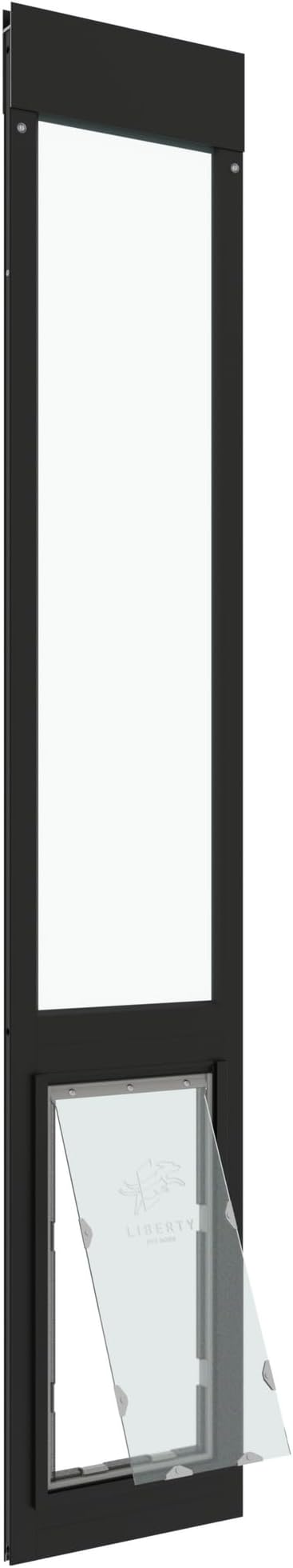 Liberty Pet Door for Sliding Glass Door | Aluminum Frame with Closing Cover | for Home & Rentals | Clear Glass | Black, Large Flap, 77" - 78.5" Slider Height