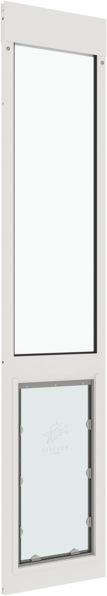 Liberty Pet Door for Sliding Glass Door | Aluminum Frame with Closing Cover for Home & Rentals | Clear Glass | White, XL Flap, 74" - 75.5" Slider Height