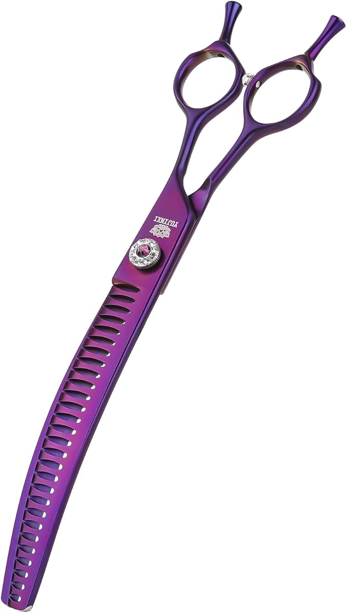 Curved Chunkers Dog Grooming Scissors 8 inch Professional Curved Shears for Dogs Pet Grooming Thinning Scissors for Medium and Large Dogs