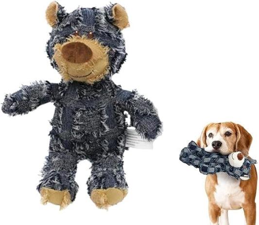 Dog Toys for Aggressive Chewers,Indestructible Robust Bear Toy, Durable Squeaky Toys for Heavy Chewers, Interactive Dog Toy Unbreakable Stuffed Plush for Small, Medium Sized Dogs (Blue, Small+Large)