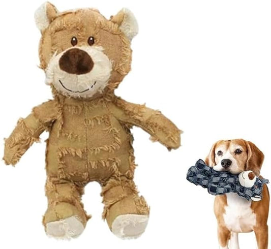 Dog Toys for Aggressive Chewers,Indestructible Robust Bear Toy, Durable Squeaky Toys for Heavy Chewers, Interactive Dog Toy Unbreakable Stuffed Plush for Small, Medium Sized Dogs (Brown, Large)