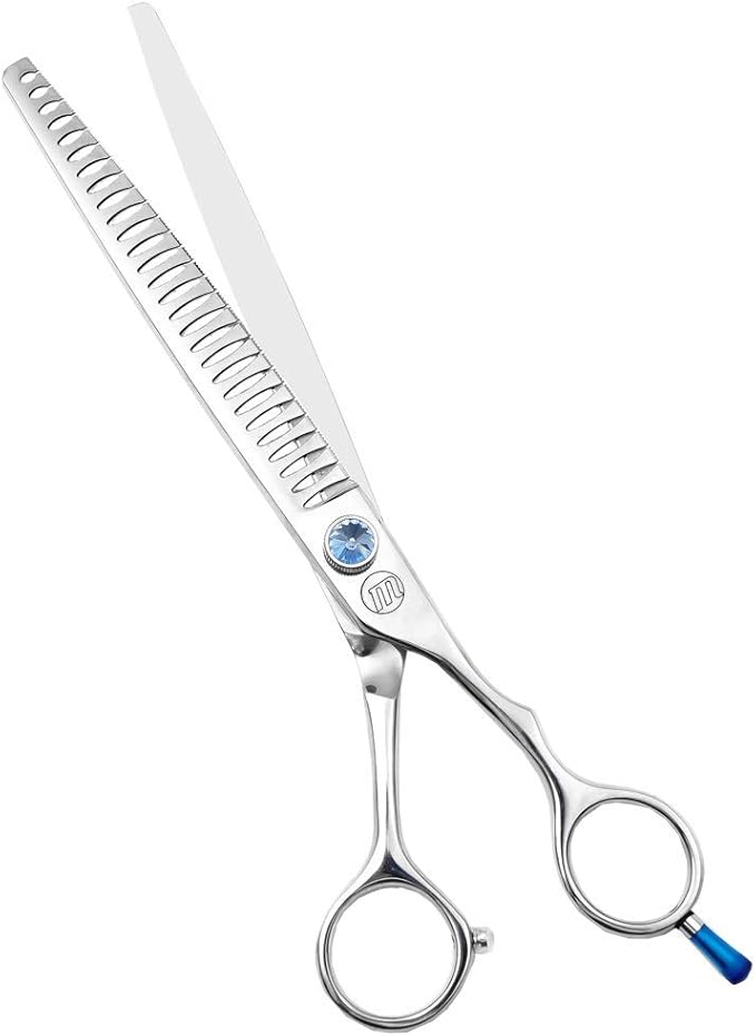 Moontay Professional Dog Grooming Straight, Curved, Thinning/Blending/Chunking Scissors Kit, JP-440C Stainless Steel Pet Cat Hair Cutting/Trimming Shears, Silver (8" (28-Serrated Tooth))