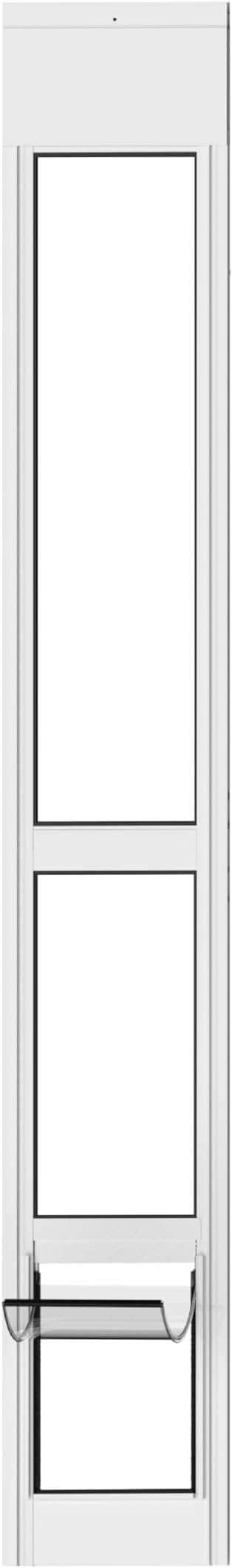 Hakuna Pets White Glass Patio Pet Door for Sliding Doors, Medium | Adjustable Height 77.2” – 83.5”, Damage-Free or Permanent Install, Locking Panel Included