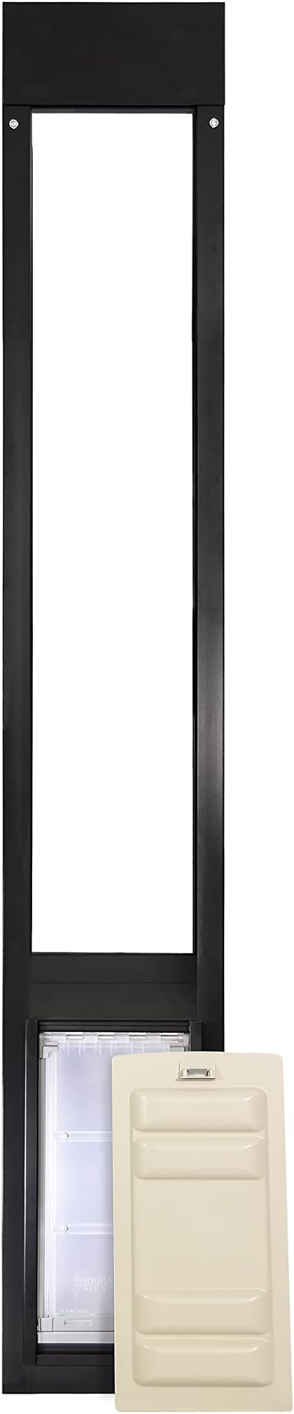 Endura Flap Thermo Panel Dual-Pane Pet Door for Extreme Weather | Premium Insulated Pet Door Solution | Heavy-Duty, Secure, Weather-Resistant | Black, Medium Flap, 74.75"-77.75" Slider Height