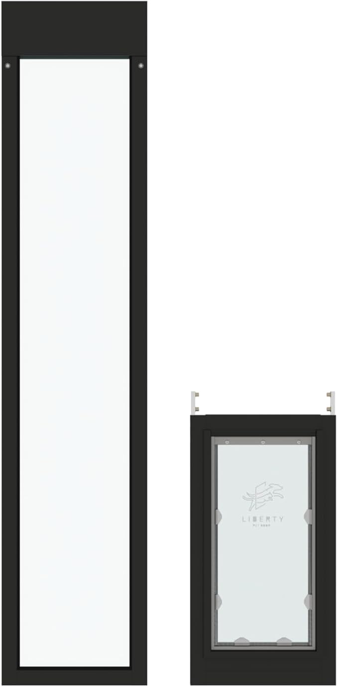 Liberty Pet Door for Sliding Glass Door | Aluminum Frame with Closing Cover | for Home & Rentals | Clear Glass | Black, Large Flap, 95" - 96.5" Slider Height