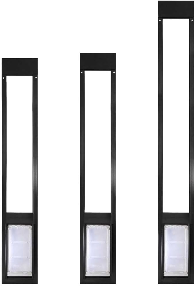 Endura Flap Thermo Panel Pet Door for Sliding Glass Doors | Heavy-Duty Aluminum Frame with Secure Locking Cover | Energy Efficient & Easy Install | Black, Medium Flap, 93.25"-96.25" Slider Height