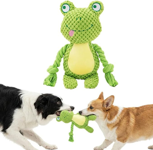 Plush Dog Chew Toys,2026 New Squeaky Dog Toy for Aggressive Chewers, Indestructible Dog Toy for Small Medium Large Dogs to Keep Them Busy Puppy Teething Toy (Frog)
