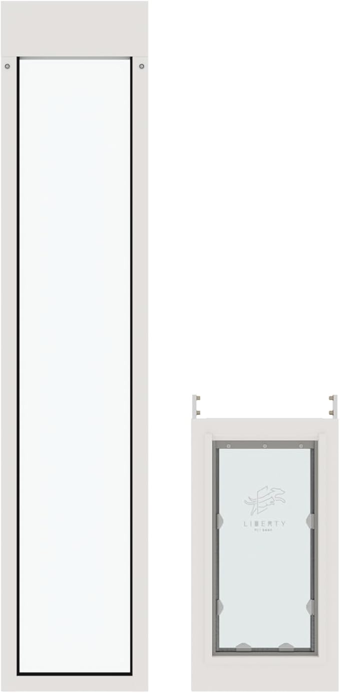 Liberty Pet Door for Sliding Glass Door | Aluminum Frame with Closing Cover | for Home & Rentals | Clear Glass | White, Large Flap, 93.5" - 95" Slider Height