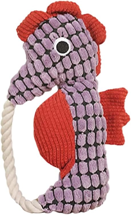 Indestructible Lush Squeaky Toys Indestructible Chew Toy, New Durable Plush Dog Toys for Aggressive Chewers, for Small Medium Large Dogs (Purple Seahorse)