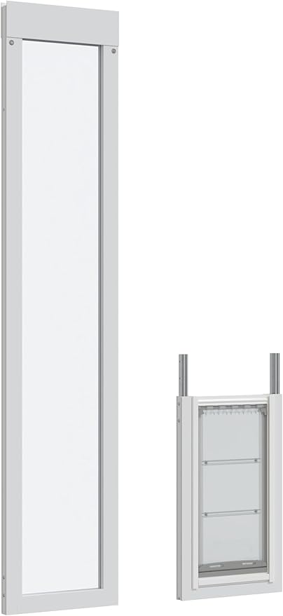 Endura Flap Pet Door for Vinyl Sliding Glass Doors | Weatherproof & Insulated Dog Door for Vinyl Sliders | Durable with Secure Locking Cover | White, Medium Flap, 93.25"-96.25" Slider Height