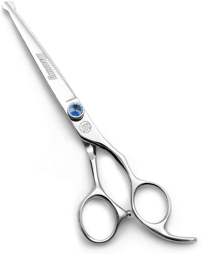 Moontay Professional Dog Grooming Straight, Curved, Thinning/Blending/Chunking Scissors Kit, JP-440C Stainless Steel Pet Cat Hair Cutting/Trimming Shears, Silver