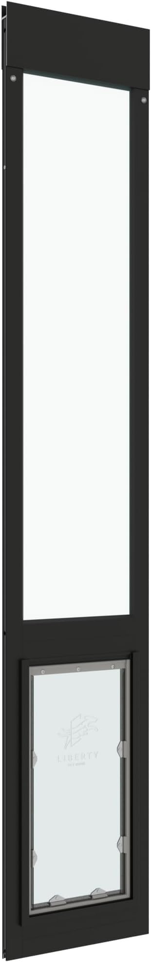 Liberty Pet Door for Sliding Glass Door | Aluminum Frame with Closing Cover | for Home & Rentals | Clear Glass | Black, Large Flap, 74" - 75.5" Slider Height