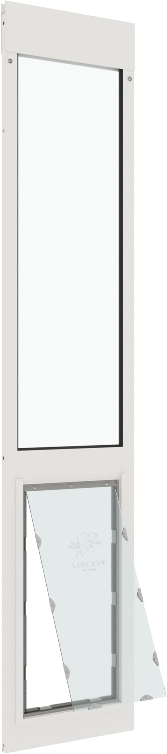 Liberty Pet Door for Sliding Glass Door | Aluminum Frame with Closing Cover for Home & Rentals | Clear Glass | White, XL Flap, 77" - 78.5" Slider Height