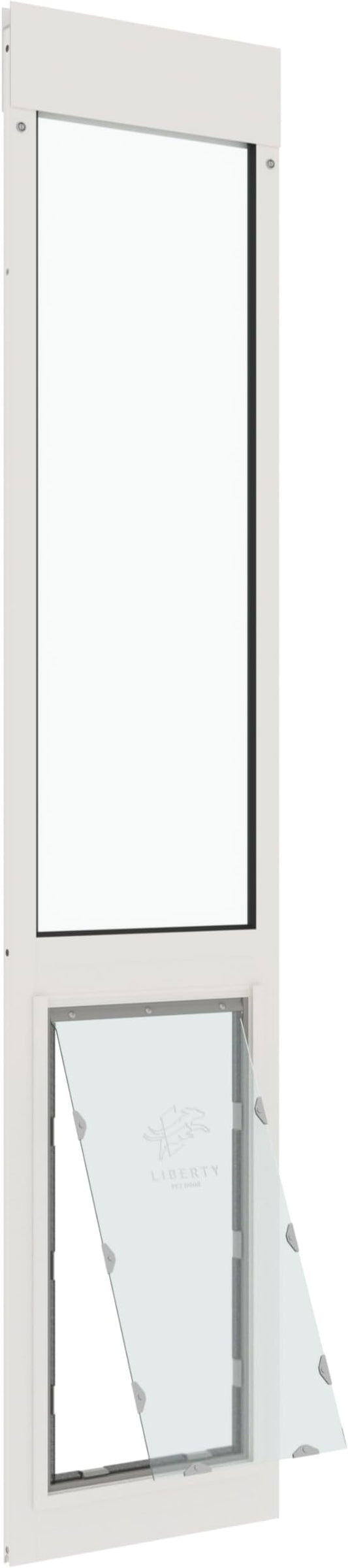 Liberty Pet Door for Sliding Glass Door | Aluminum Frame with Closing Cover for Home & Rentals | Clear Glass | White, XL Flap, 78.5" - 80" Slider Height