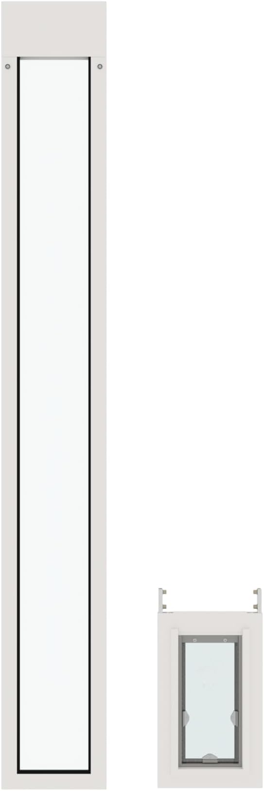 Liberty Pet Door for Sliding Glass Door | Aluminum Frame with Closing Cover | for Home & Rentals | Clear Glass | White, Small Flap, 95" - 96.5" Slider Height