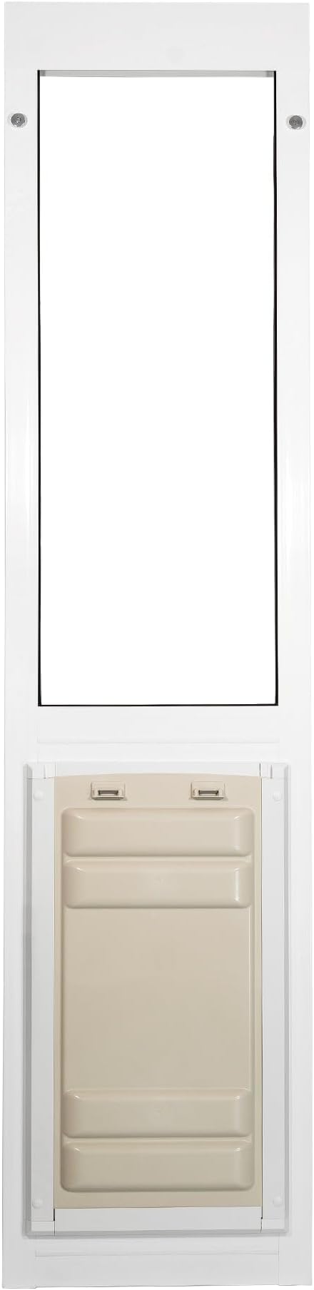 Endura Flap Pet Door for Vinyl Sliding Glass Doors | Dual-Flap Extreme Weather Design | Insulated, Energy-Efficient Dog Door with Locking Security | White, Medium Flap, 93.25"-96.25" Slider Height