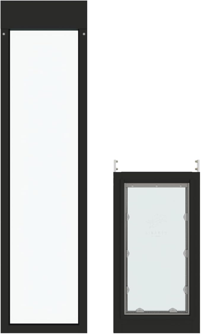 Liberty Pet Door for Sliding Glass Door | Aluminum Frame with Closing Cover for Home & Rentals | Clear Glass | Black, XL Flap, 92" - 93.5" Slider Height