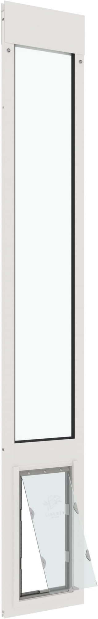 Liberty Pet Door for Sliding Glass Door | Vinyl Frame with Closing Cover | for Home & Rentals | Clear Glass | White, Medium Flap, 95" - 96.5" Slider Height
