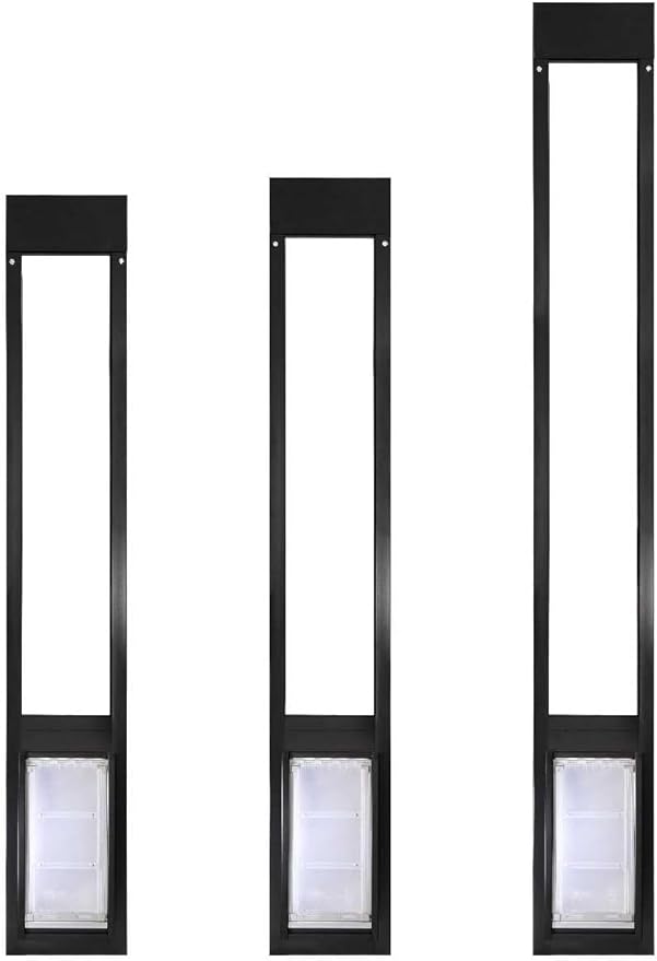Endura Flap Thermo Panel Pet Door for Sliding Glass Doors | Heavy-Duty Aluminum Frame with Secure Locking Cover | Energy Efficient & Easy Install | Black, XL Flap, 77.25"-80.25" Slider Height