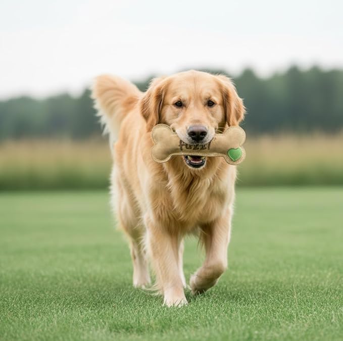 Large Leather Bone Dog Toy Natural and Tough Dog Toys - Long Lasting Chew Toys for Aggressive Chewers - Strong Dog Toy for Dogs and Puppy