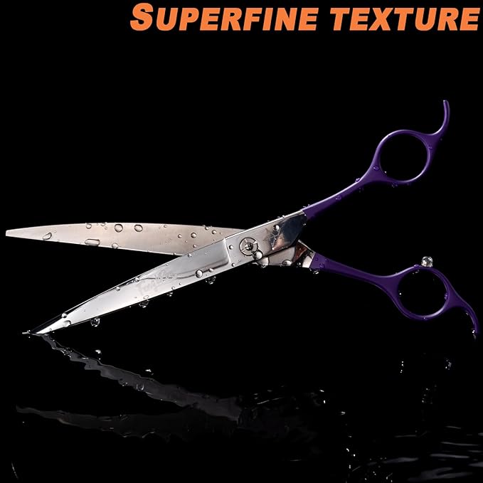 High-end Professional Dog Grooming Curved Scissors Pet Curved Shears 8 Inches Extremely Very Sharp Made Of Stainless Steel Alloy By Hand For Dog Cat Groomer
