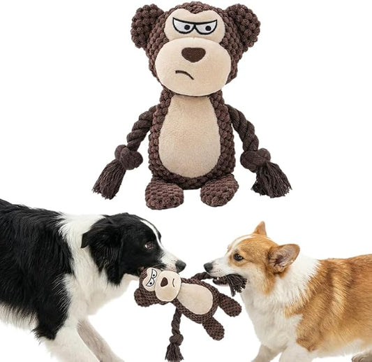 Plush Dog Chew Toys,2026 New Squeaky Dog Toy for Aggressive Chewers, Indestructible Dog Toy for Small Medium Large Dogs to Keep Them Busy Puppy Teething Toy (Monkey)