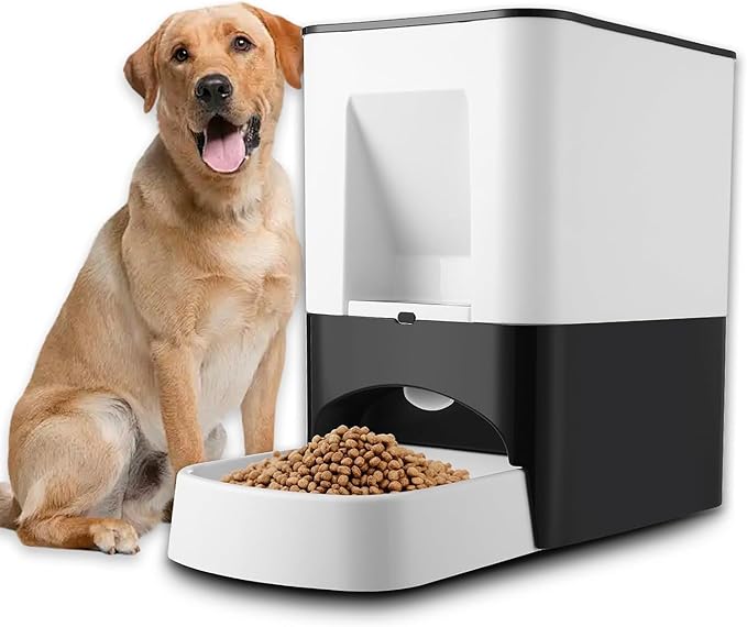14L Large Automatic Dog Feeder for Large Breeds, Timed Pet Food Dispenser with Lock Lid, Voice Recording, Dual Power, Moisture-Proof Storage
