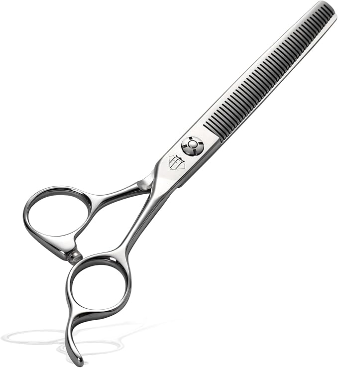 Dog Grooming Scissors: Professional Grooming Scissors for Pet High Precision CNC-Cut Blades, Silver (Thinner, 6.5")